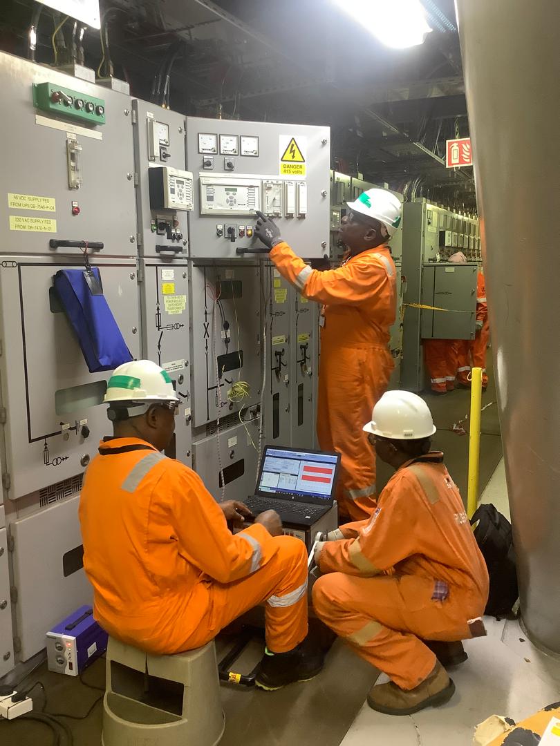 Engineers testing equipment